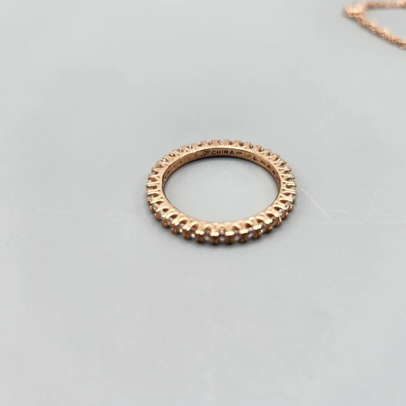 Joan Boyce Pave Crystal Christian Cross Bracelet w/ Rings Rose Gold Tone - Picture 5 of 16